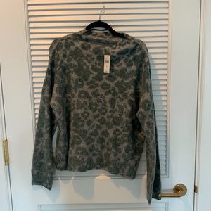 Anthropologie Animal Print Gray Green Pullover Sweater